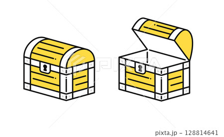 宝箱のシンプルなベクターアイコンイラストセット素材 128814641