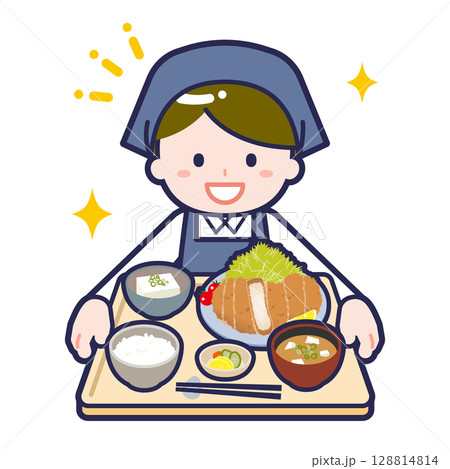 食事を差し出す男性 128814814
