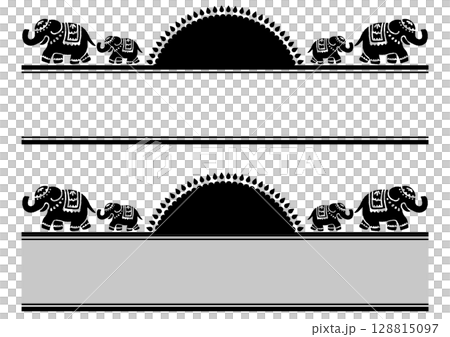 Set of Asian style title frames. Elephant illustration decoration. 128815097