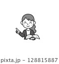 説明をする女性_白黒 128815887