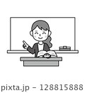 学校生活_授業をする先生_白黒 128815888