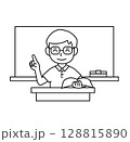 学校生活_授業をする先生_ポロシャツ_線画 128815890