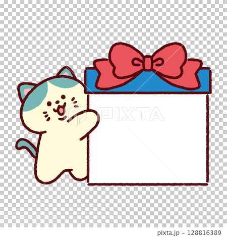 プレゼントをわたす猫 プレゼントをわたす猫 128816389