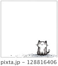 白い猫のイラストのメッセージカード 128816406