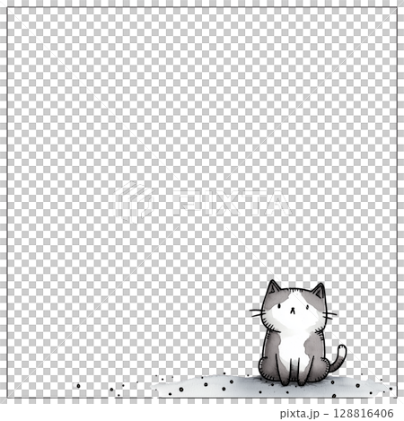 白い猫のイラストのメッセージカード 128816406