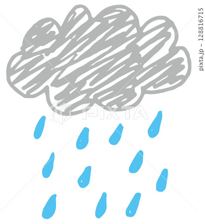 手描き風 雲と雨アイコン ベクター 128816715
