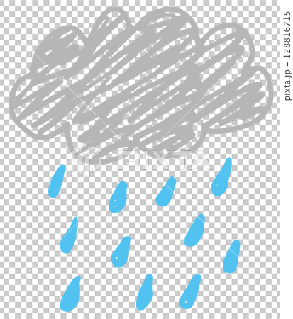 手描き風 雲と雨アイコン ベクター 128816715