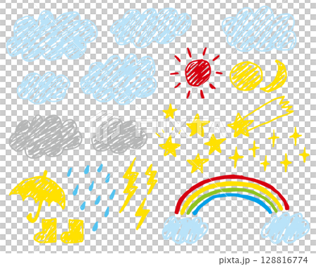 手繪天氣圖示設定向量 128816774