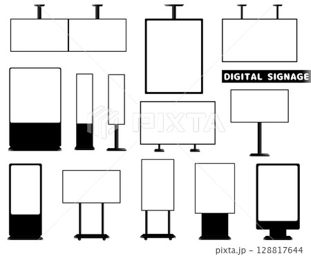 様々な形のデジタルサイネージ セット 様々な形のデジタルサイネージ セット 128817644