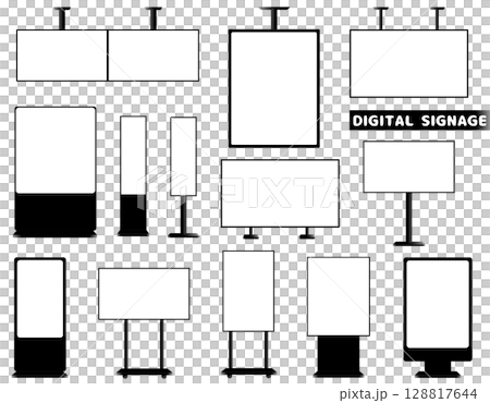 各種形狀的數位看板集 128817644