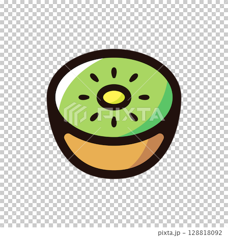 キウイフルーツのイラストアイコン（フルーツ・果物・食べ物素材） 128818092