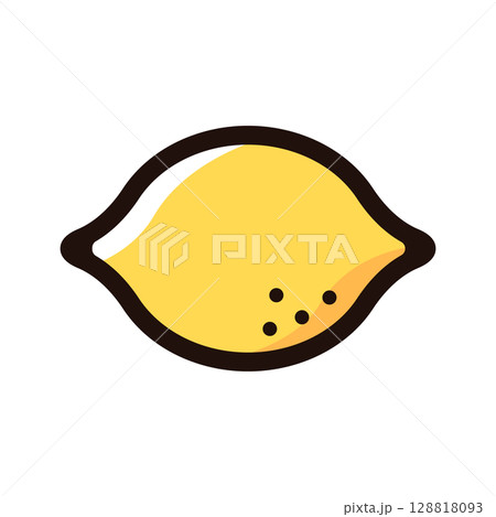 レモンのイラストアイコン（フルーツ・果物・食べ物素材） 128818093