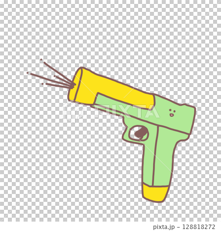 一個微笑的孩子拿著水槍的插圖 一個微笑的孩子拿著水槍的插圖 128818272