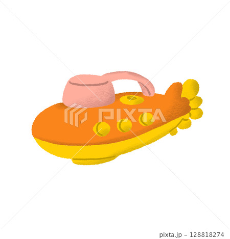 オレンジ色の潜水艦のおもちゃのイラスト 128818274