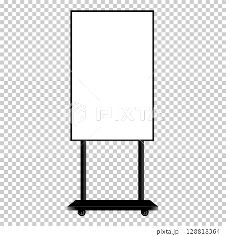 キャスター付き デジタルサイネージ 正面から見たベクターイラスト 128818364