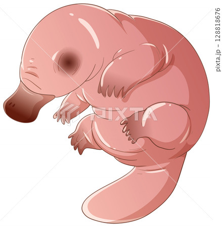 Cartoon Baby Platypus in Soft Pastel Colors Cartoon Baby Platypus in Soft Pastel Colors 128818676