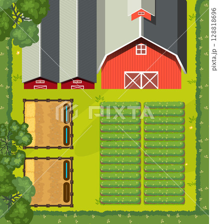 Aerial View of a Vibrant Farm 128818696