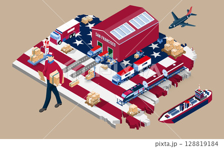 San Francisco Global Logistics, Warehouse Logistics, Sea Freight Logistics. San Francisco Global Logistics, Warehouse Logistics, Sea Freight Logistics. 128819184