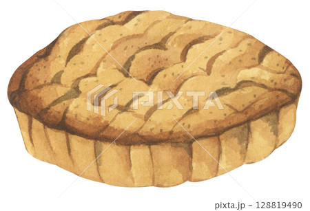 Autumn Pie Set. Cozy Autumn Dessert Watercolor for Feast, Family, and Harvest. Festive Holiday Dish for Thanksgiving, Halloween, or Holiday Menu. Autumn Pie Set. Cozy Autumn Dessert Watercolor for Feast, Family, and Harvest. Festive Holiday Dish for Thanksgiving, Halloween, or Holiday Menu. 128819490