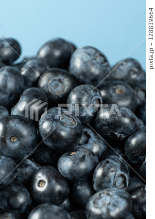 Blueberry Pile Macro Background. Healthy Vegan Superfood. 128819664
