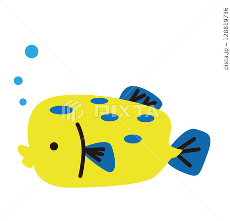 かわいいハコフグのイラスト 128819736