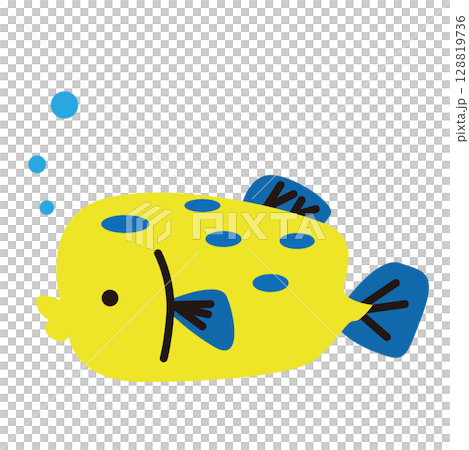 かわいいハコフグのイラスト 128819736