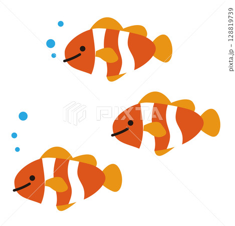カクレクマノミの群れイラスト カクレクマノミの群れイラスト 128819739