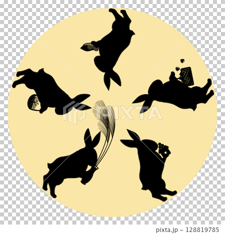 Moon viewing_Rabbit preparing offerings Moon viewing_Rabbit preparing offerings 128819785
