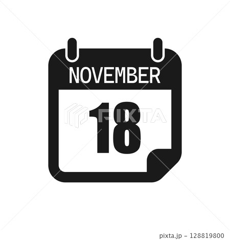 Vector icon page day calendar - 18 November month 128819800