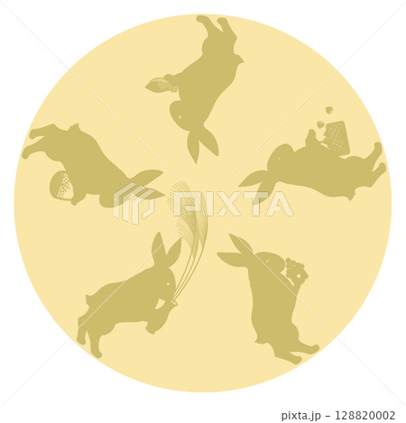 お月見_お供え物を用意するウサギ お月見_お供え物を用意するウサギ 128820002