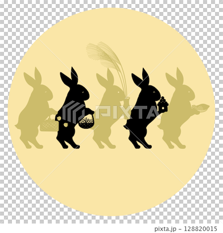 Moon viewing_Rabbit preparing offerings Moon viewing_Rabbit preparing offerings 128820015