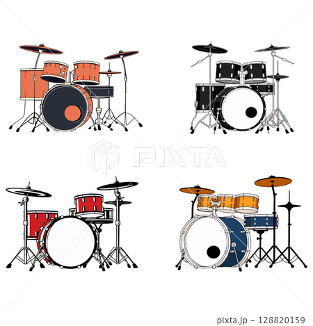 Four Drum Set Illustrations Four Drum Set Illustrations 128820159