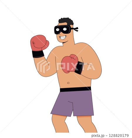 Cartoon Boxer with Mask and Gloves Cartoon Boxer with Mask and Gloves 128820179