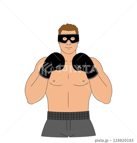 Cartoon Boxer with Mask and Gloves Cartoon Boxer with Mask and Gloves 128820183