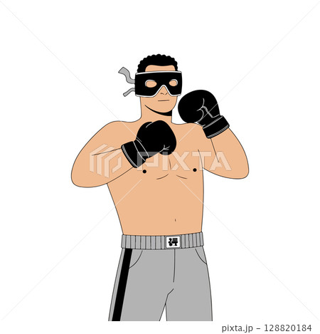 Cartoon Boxer with Mask and Gloves Cartoon Boxer with Mask and Gloves 128820184