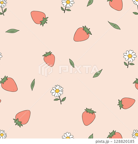 Strawberry and Daisy Pattern 128820185