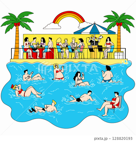 People Relaxing by the Pool People Relaxing by the Pool 128820193