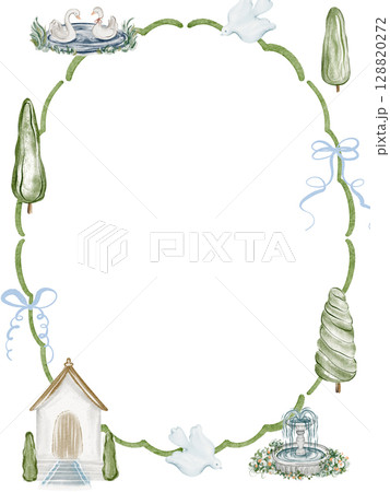 Wedding Invitation Oval Frame With Villa Elements Wedding Invitation Oval Frame With Villa Elements 128820272