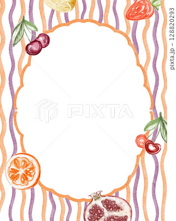 Fruit Template Card With Watercolor Frame 128820293