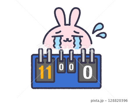卓球でラブゲームになった、スコアボード（線画カラー）のイラスト 128820396