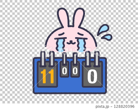 卓球でラブゲームになった、スコアボード（線画カラー）のイラスト 128820396