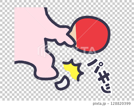 踩到乒乓球的兔子插圖（線畫，彩色） 128820399
