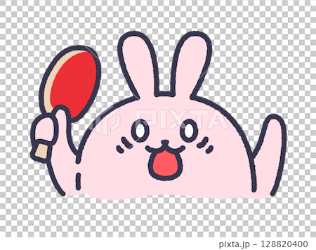 驚訝的乒乓球兔子插圖（線條畫顏色） 128820400