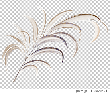 Watercolor Palm Leaf Branch On White Background Watercolor Palm Leaf Branch On White Background 128820471