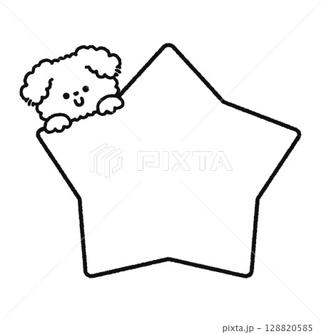 星からひょっこり顔出す犬 線画 星からひょっこり顔出す犬 線画 128820585