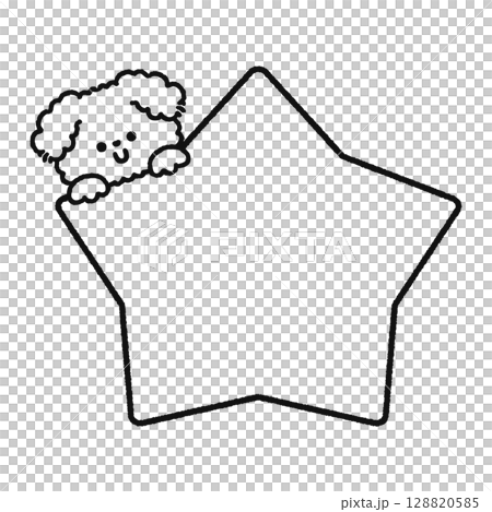 星からひょっこり顔出す犬 線画 星からひょっこり顔出す犬 線画 128820585
