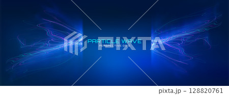 Tech speed line abstract background with fiber optic light and data network connections. Futuristic 5G wave concept for cityscapes and global internet communications. Digital vector illustration. 128820761