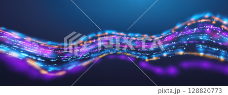 Abstract AI data wave background featuring tech line patterns and digital network effects. 3D blue vector design for futuristic cyber security concepts. Dynamic motion surface or luxury cosmic effect. Abstract AI data wave background featuring tech line patterns and digital network effects. 3D blue vector design for futuristic cyber security concepts. Dynamic motion surface or luxury cosmic effect. 128820773