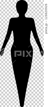 Futuristic female icon with arms slightly open to the left and right 128820926