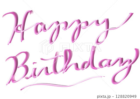 ピンクの筆記体で書いたhappy birthday 128820949